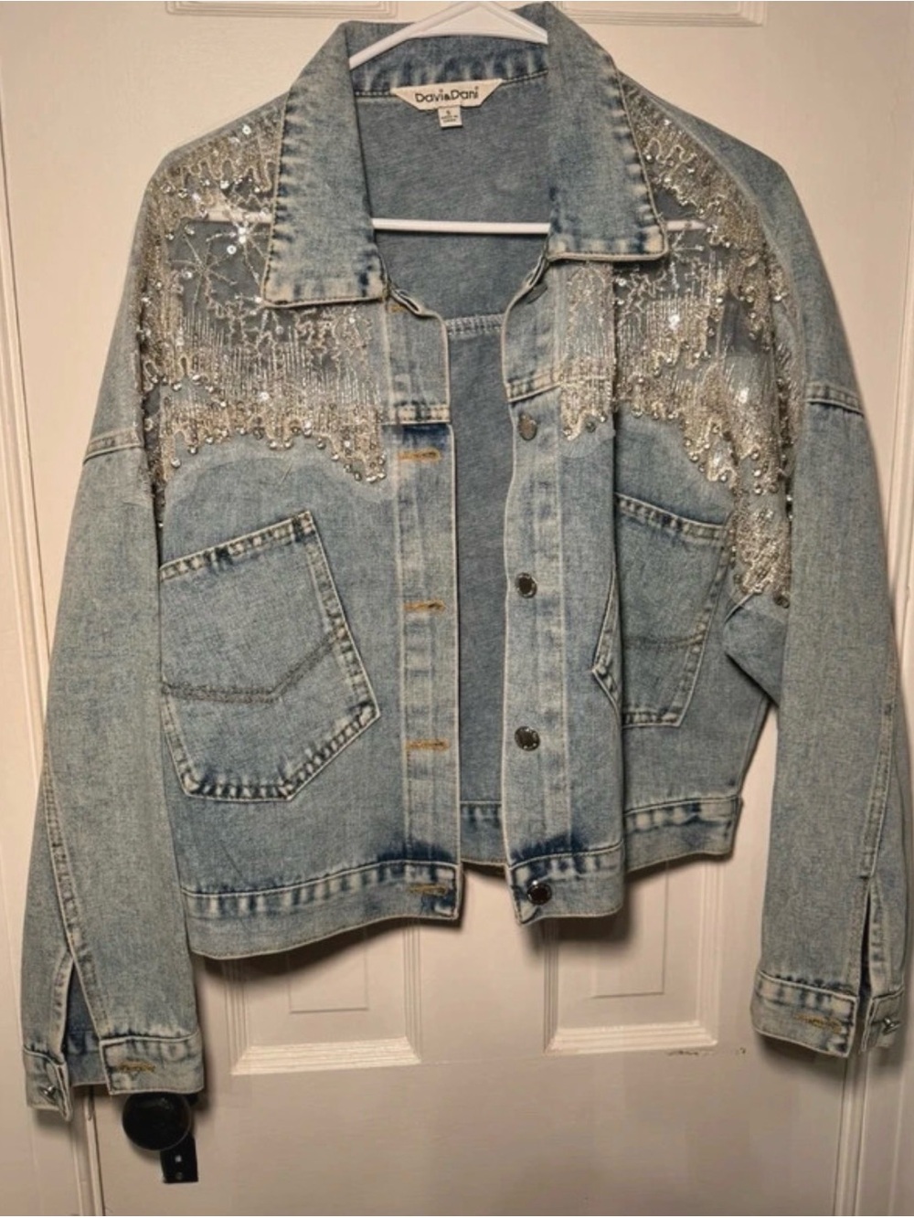 DAVI & DANI Light Blue Embellished Denim Jacket